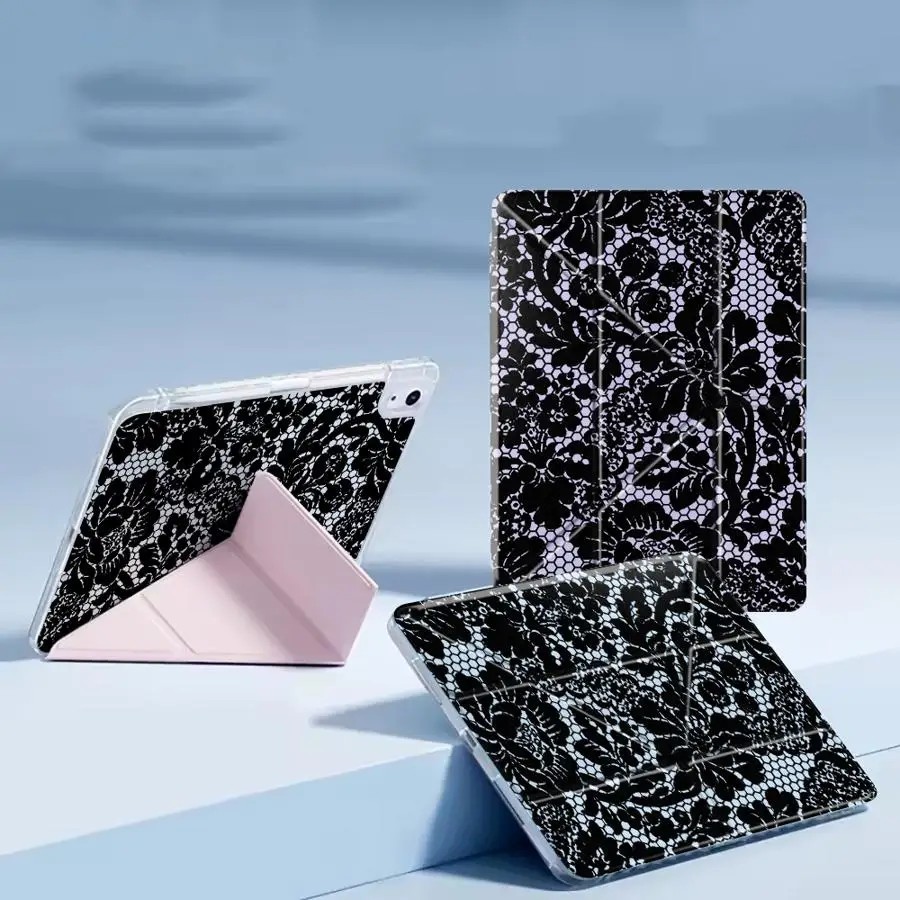 Y-Fold Holder Tablet Case For iPad Pro 2025 Mini 6 7 Air 4 5 M3 M2 1 2 M4 11inchPro 11th 10th 9th 8th 7th 12.9inch Datura Flower