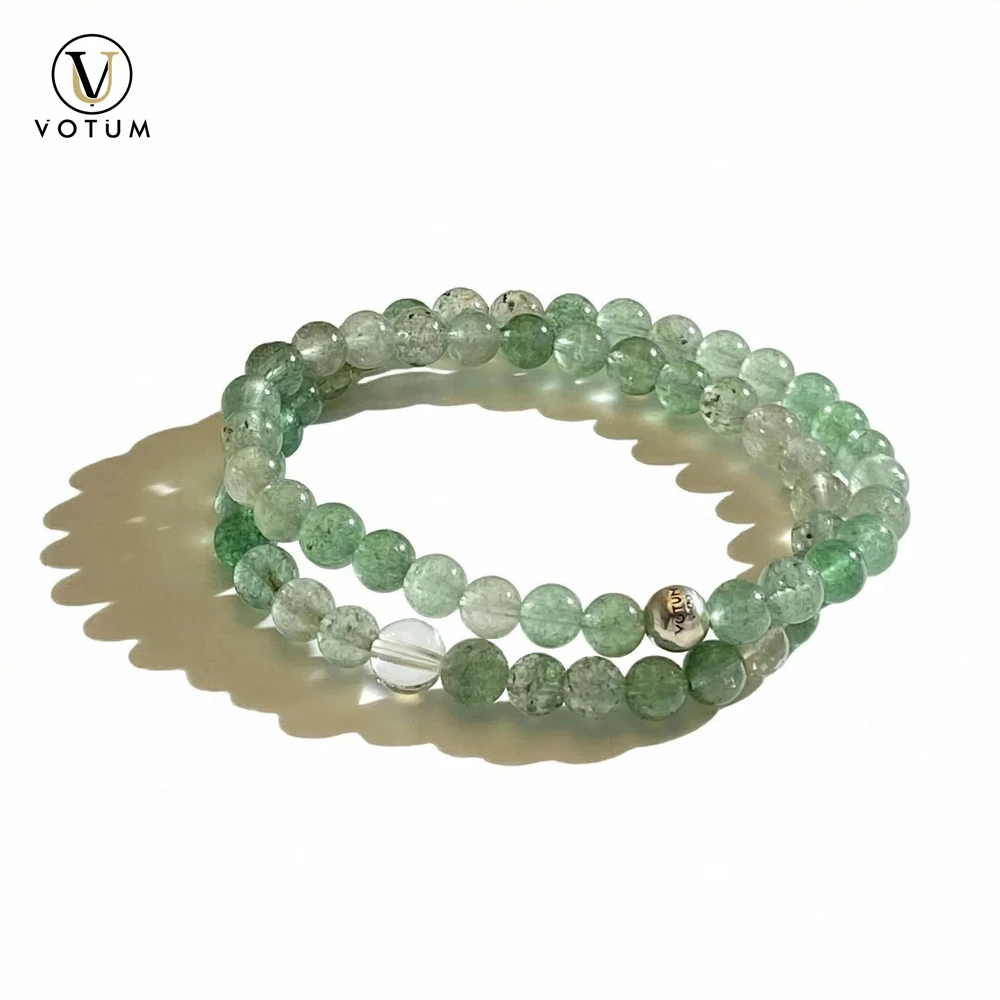 

Votum Natural Green Strawberry Quartz Stone Bracelet for Women Men Healing Crystal Bracelets Girl Luck Yoga Gift Beaded Jewelry