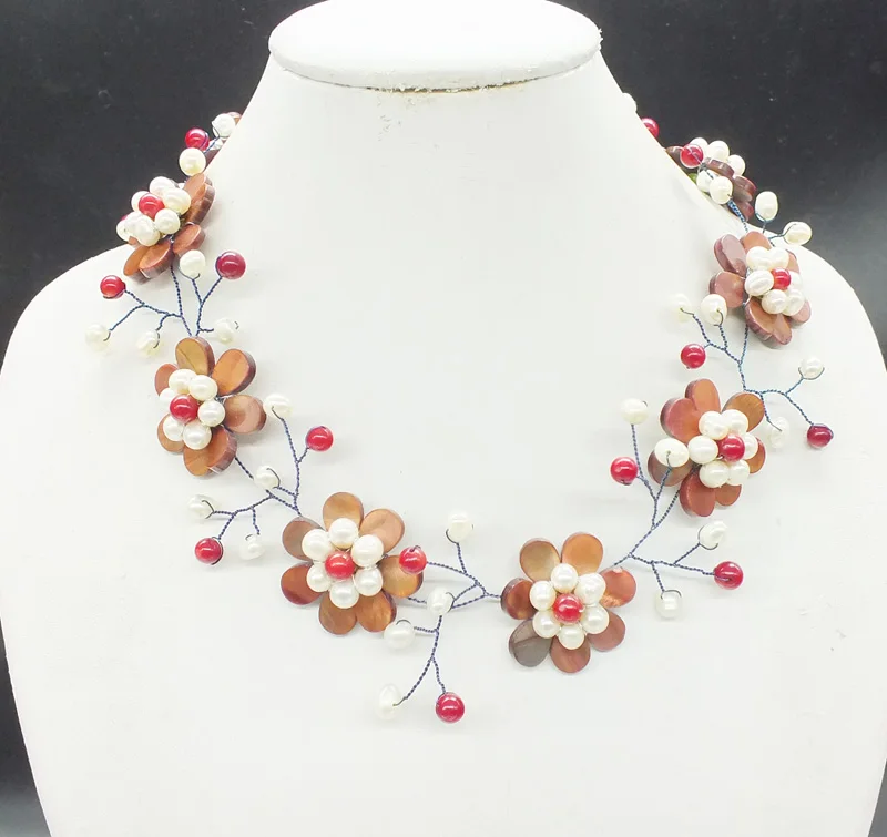 

Charming woman jewelry, Last necklace shell.pearl flower necklace 19"