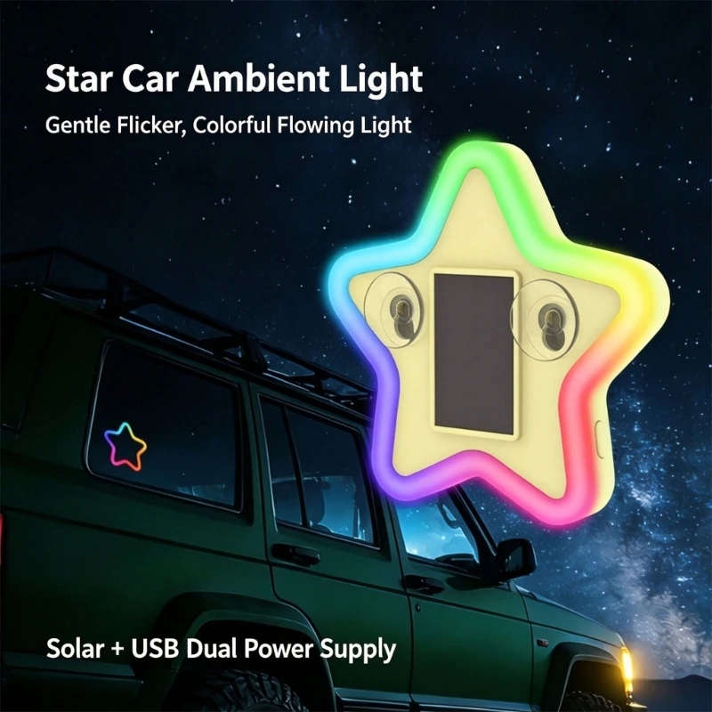 Waterproof Dustproof Solar Car Window Decorative Light 7 Colors Changing For Auto SUV Motorcycle Night Time Appeal