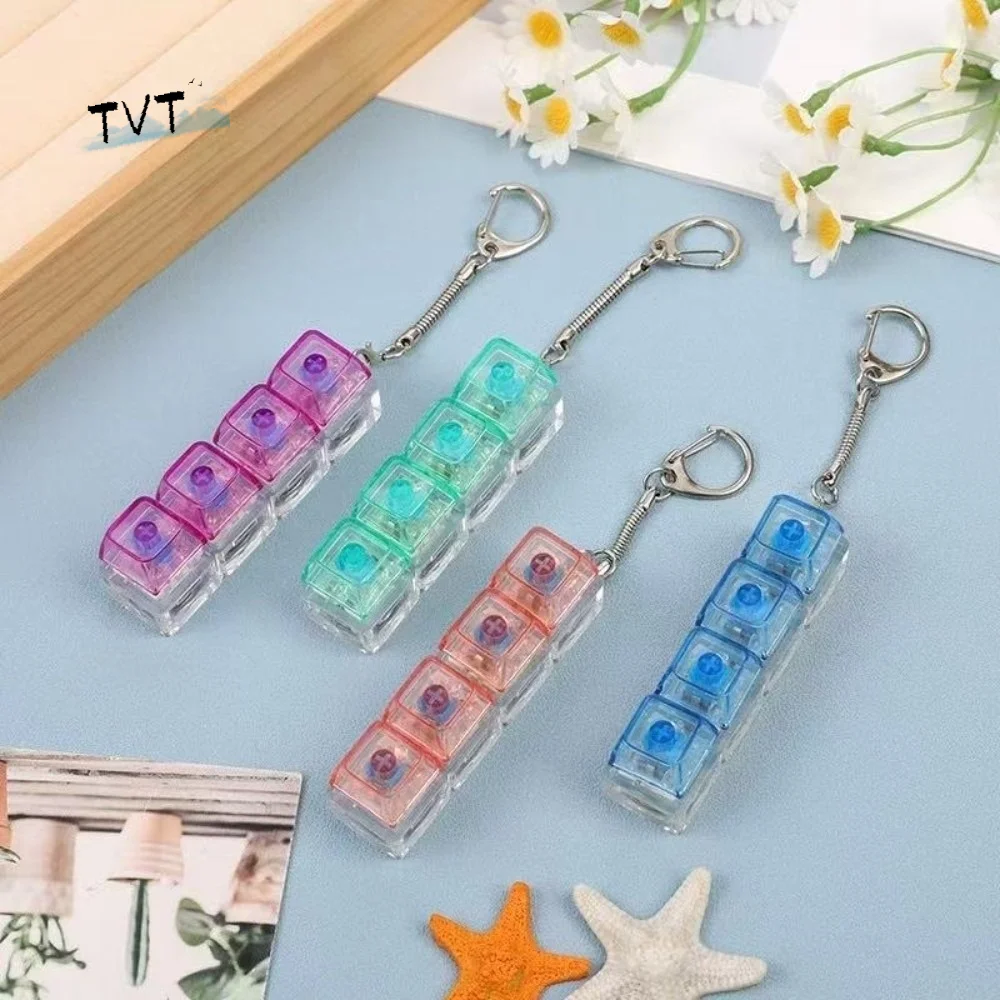 

Funny Crystal Keycap Pendant Luminous Transparent Shaft Mechanical Keyboard Keychain 4 Keys Design Light Decompression Keyboard