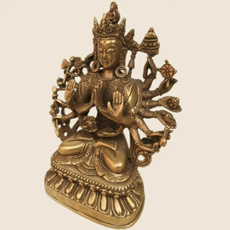 Cundi copper Buddha statue exorcism Quasi tifomu Eighteen Hands Bodhisattva