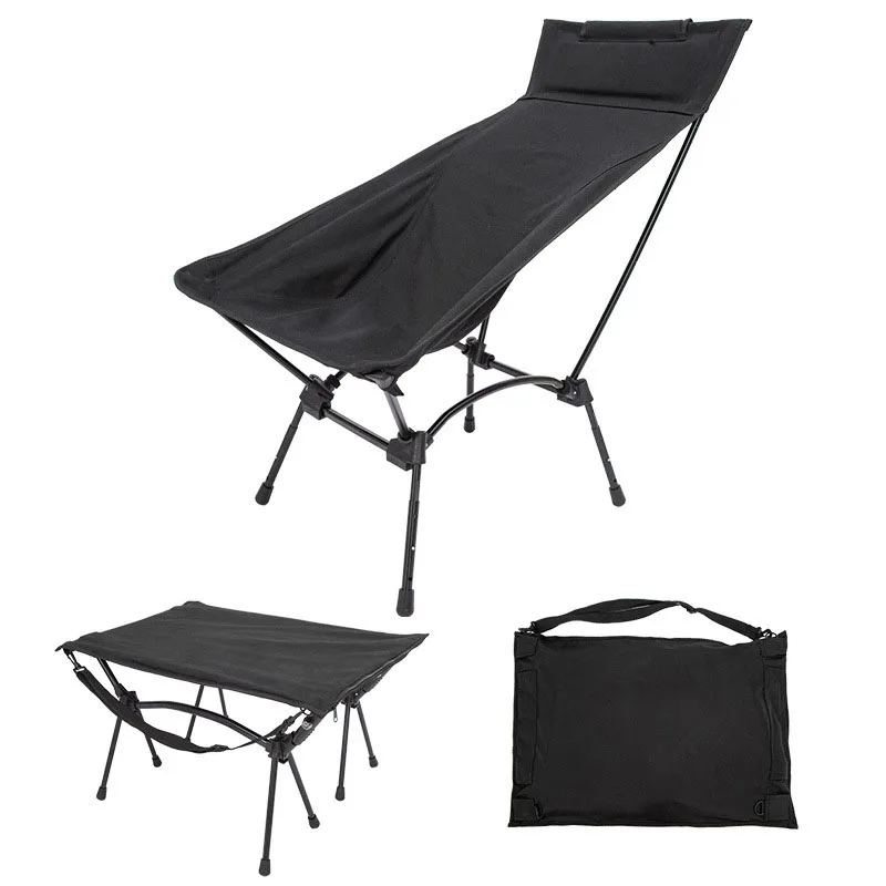 Multi-function Outdoor High Back Lawn Chair Set with 2 in 1 Footrest Small Table Leisure Garden Chair Beach Chair