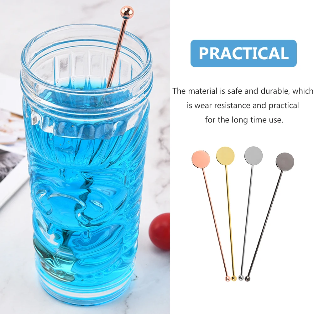 

4Pcs Stainless Steel Cocktail Stirrers Premium Reusable Drink Mixing Rods for Bar Coffee Shop Milk Tea Party Supplies