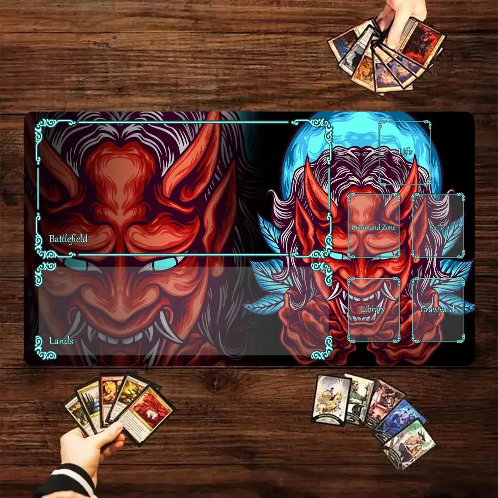 

Magic Card Gaming Mat with zone Japanese fierce Ghost theme mtg playmat desk mat Commander Playmat suitable for game gathering