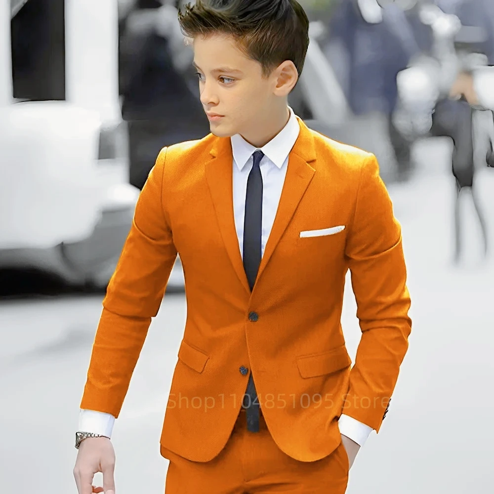 Fashionable Brown Children Tuxedo Set 2-18Y Elegant Notch Lapel Two Buttons Balzer Boys Suit 2 Pieces For Wedding Party Guest