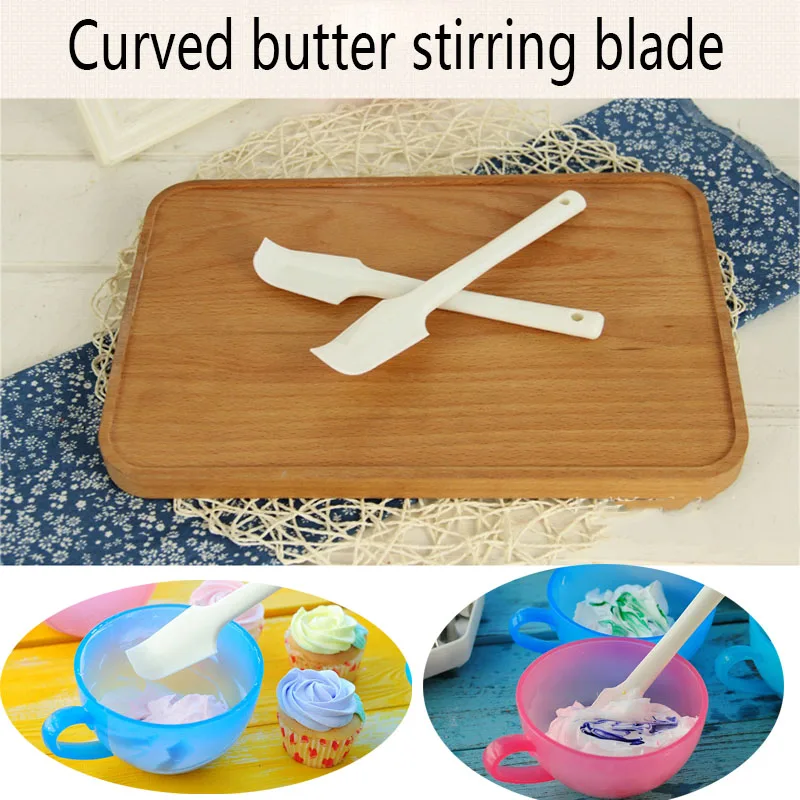 Food Grade Ice Cream Butter Biscuit Pastry Coloring Bowl Bean Paste Curved Silicone  Scraper Kitchen Cake Baking Stirring Tool