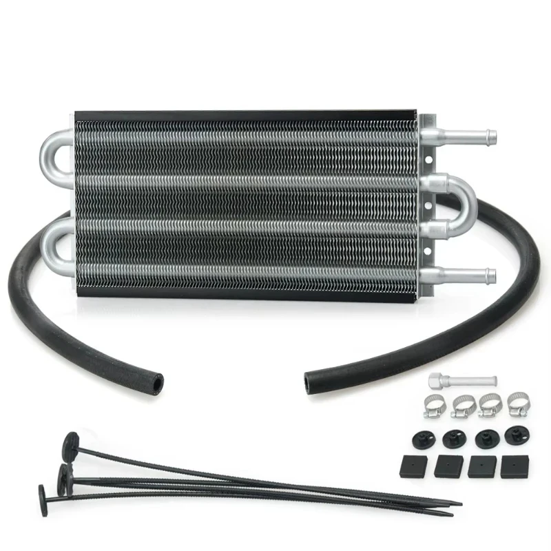 4 6 8 10 Row Black Aluminum Remote Transmission Oil Cooler Automatic Manual Radiator Converter Kit EP-HYOC400