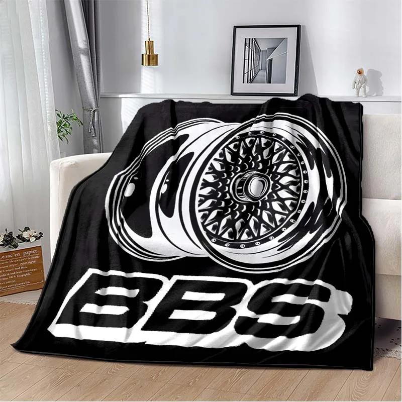 

HD printed car wheels BBS logo fashionable home sofa bed hotel office comfortable soft all season warmth portable gift blanket