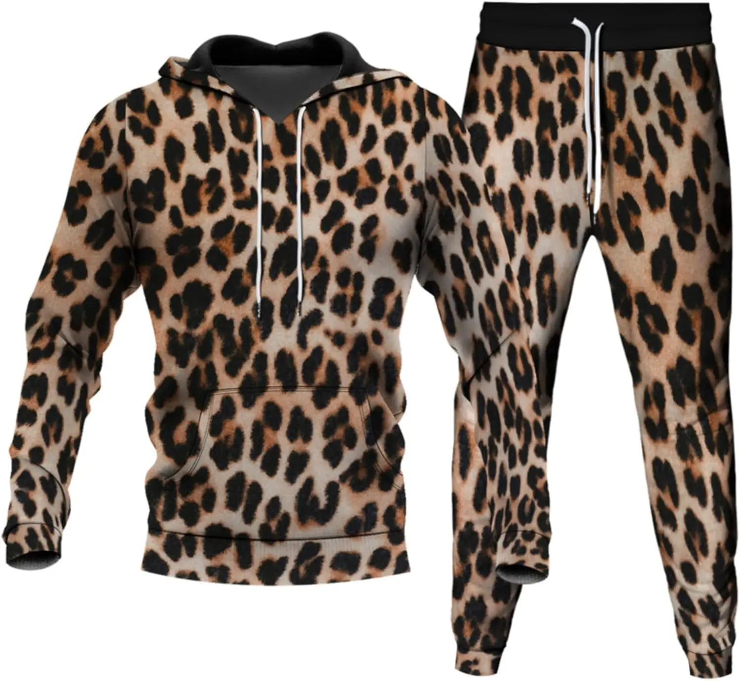 

TWO PIECE HOODIE PANT SETS Leopard Pattern 3d Print Set Men Women Fashion Hoodie+Pant 2 Piece Sets Sport Tracksuit Suit Jogging