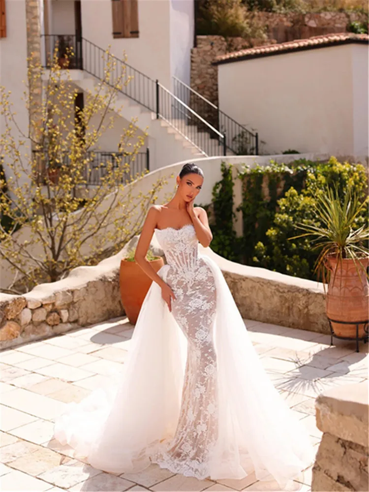 

Vestidos 2 En 1, кружевное свадебное платье Desmontable Boda De Novia Corte Sirena, корсет Vestido Curvy Alta Costura Noiva, платья Novias