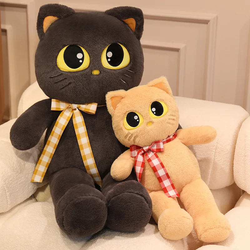 

60/80cm Big Size Cat Plushie Stuffed Comfortable Soft Fabric Huggable Pillow Sofa Backrest Birthday Gifts