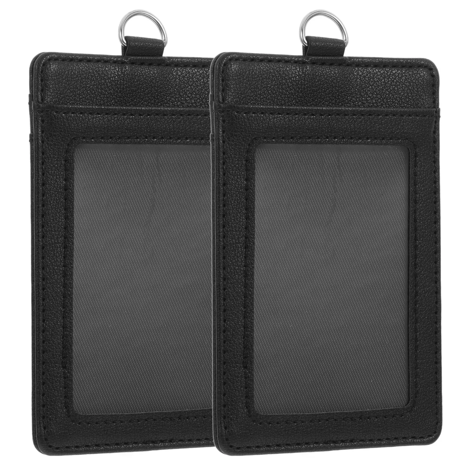 

2Pcs Id Card Holder Transparent Card Protectors for Name Badge and Credit Cards PU Multi Functional Sleeve Vertical Id