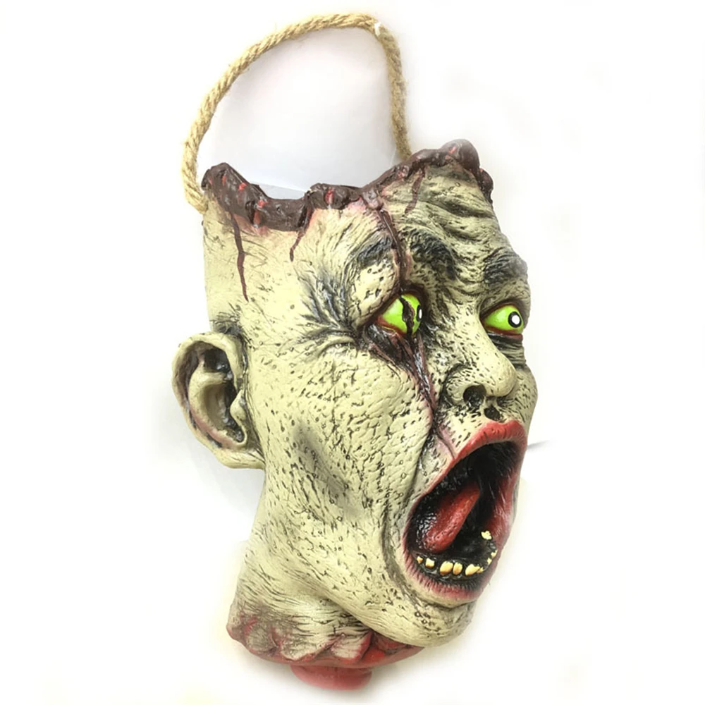 Bleeding Zombie Candy Bowl Halloween Candy Bucket Scary Evil Hanging Vampire Head Candy Tote Bag Party Goodie Bags Candy Sack