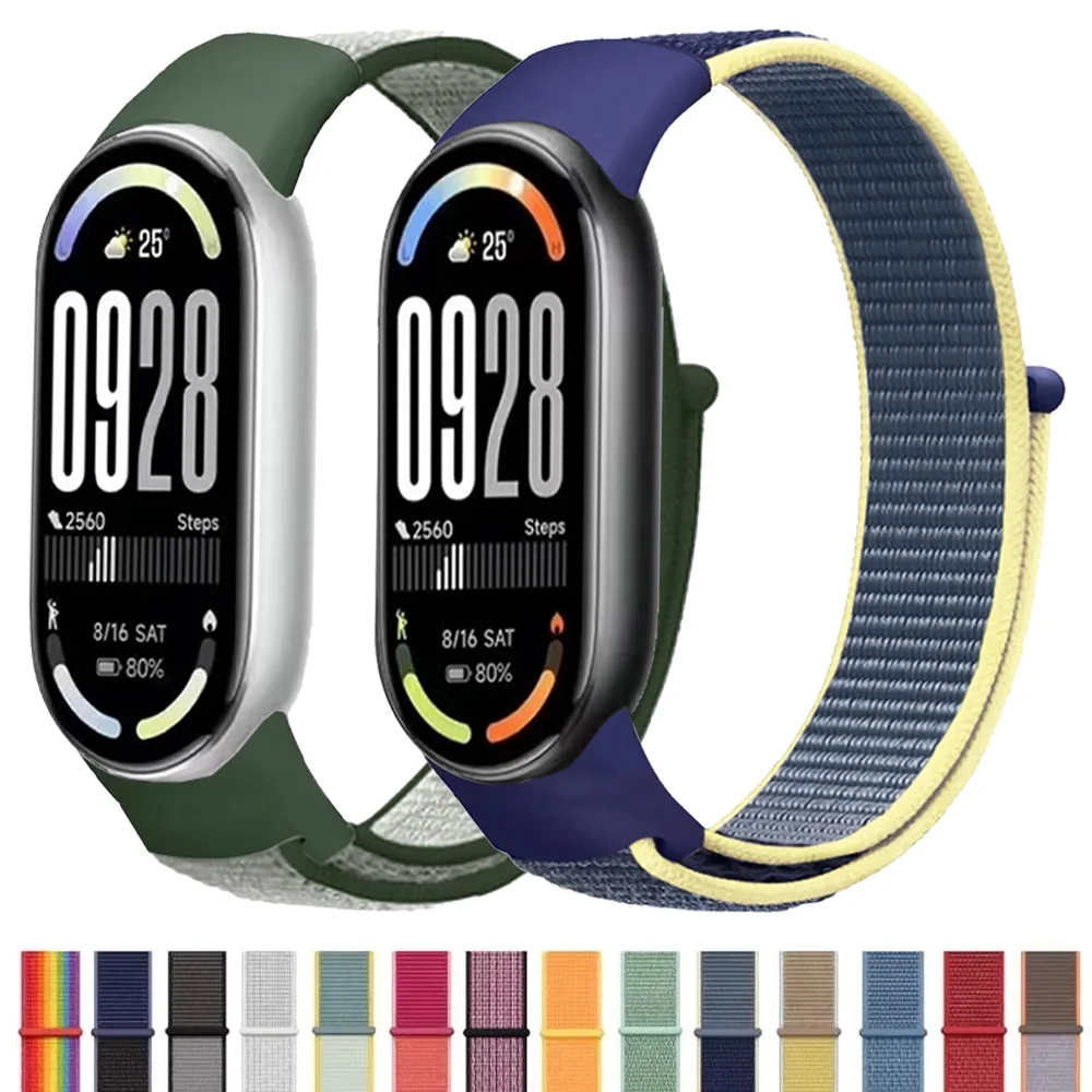 Nylon-Schlaufenarmband für Xiaomi Mi Band 10 9 Smartwatch, atmungsaktives Armband, Correa für Xiaomi Mi Band 8 9 10 Zubehör