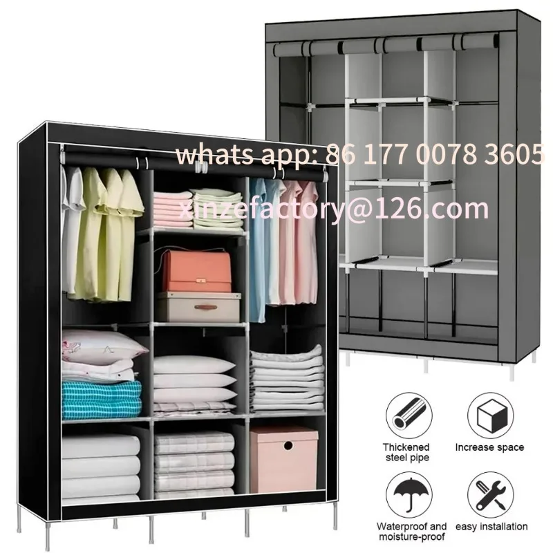 Customizable Portable Wardrobe Clothes Organizer Non-Woven Fabric Wardrobe Storage Cupboard for Bedroom 128*45*170cm Storage