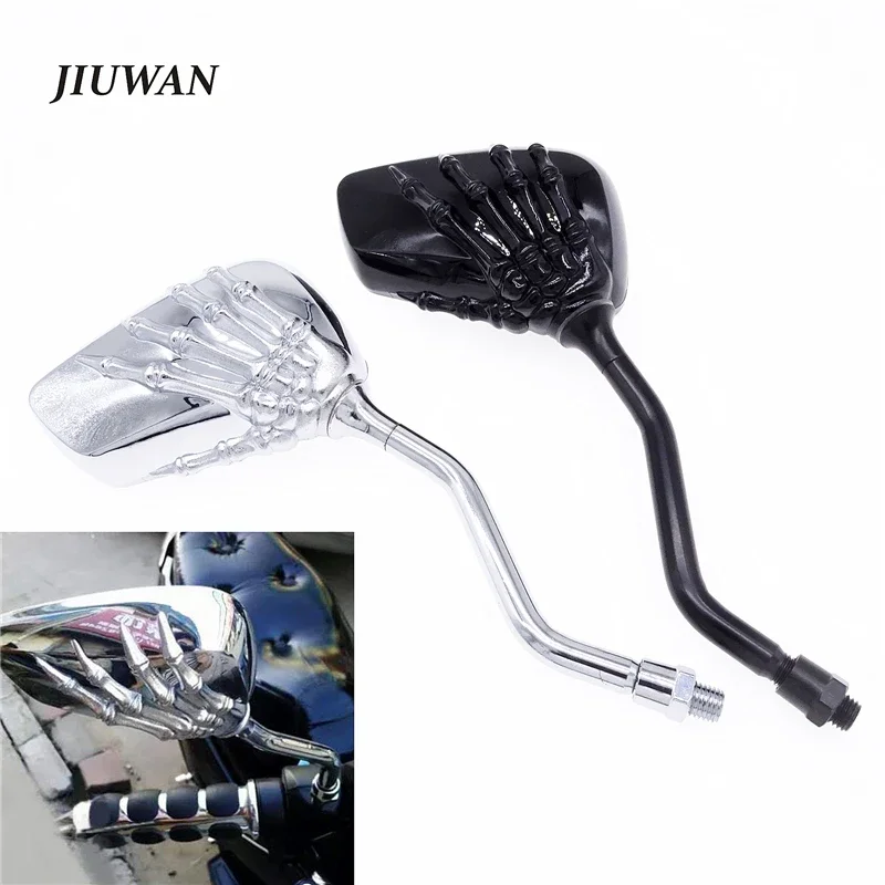 Universal Motorcycle Rearview Mirror Silver Black Skull Craw Adjustable Side Mirror For Harley For Honda For Kawasaki For Yamaha