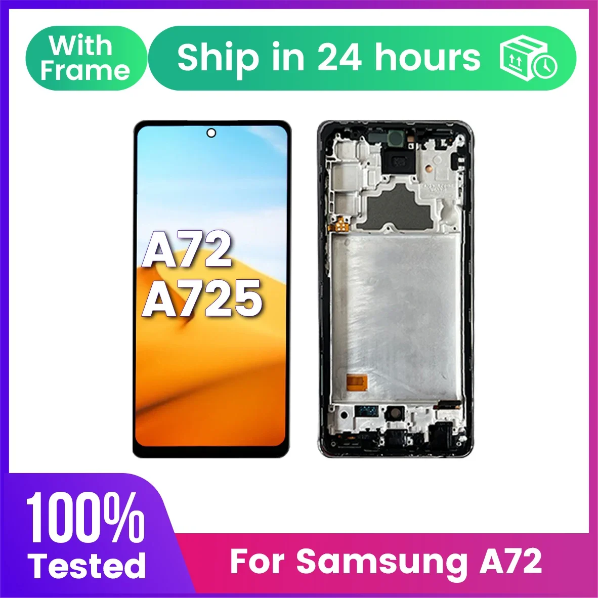 GEFENSIFor SAMSUNG A72 Pantalla LCD A725F A725 A725M A725M/LCD Pantalla táctil Digiziter montaje Pantalla con marco LCD