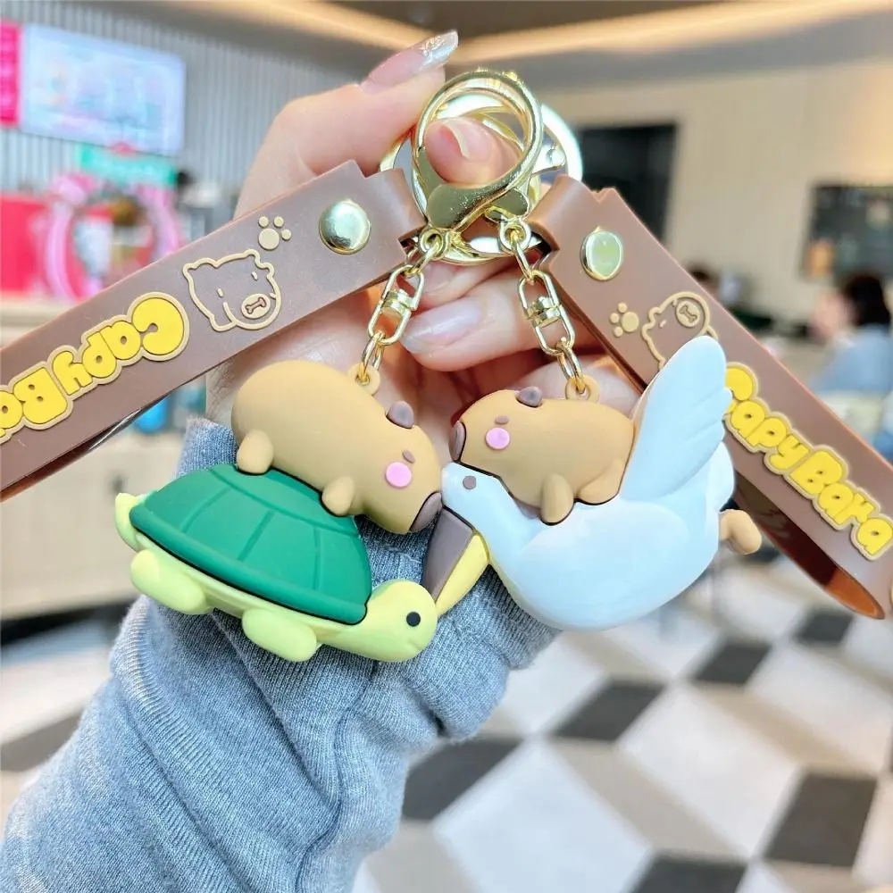 لطيف الكرتون كابيبارا مفتاح سلسلة PVC مكدسة حتى حقيبة قلادة هدية الحيوانات حقيبة المفاتيح