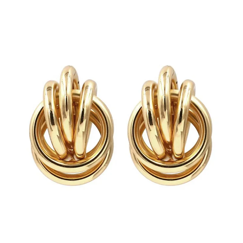 Retro Hollow Wrap Twist Metal Dangle Earrings for Women Gold Color Silver Alloy Geometry Statement Earring Vintage Ear Jewelry