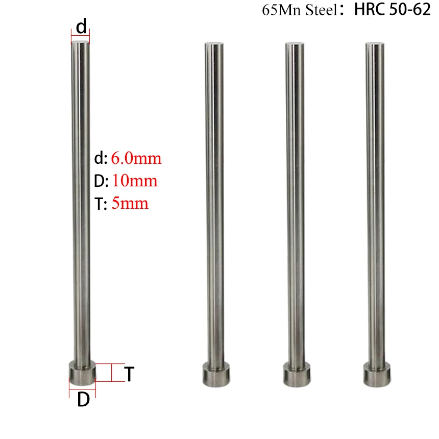 5/6*100/125/150/180/200mm 5*4mm 65Mn HRC52 Plastic Injection Punching Mould Round Tip Straight Ejector Sleeve Pin