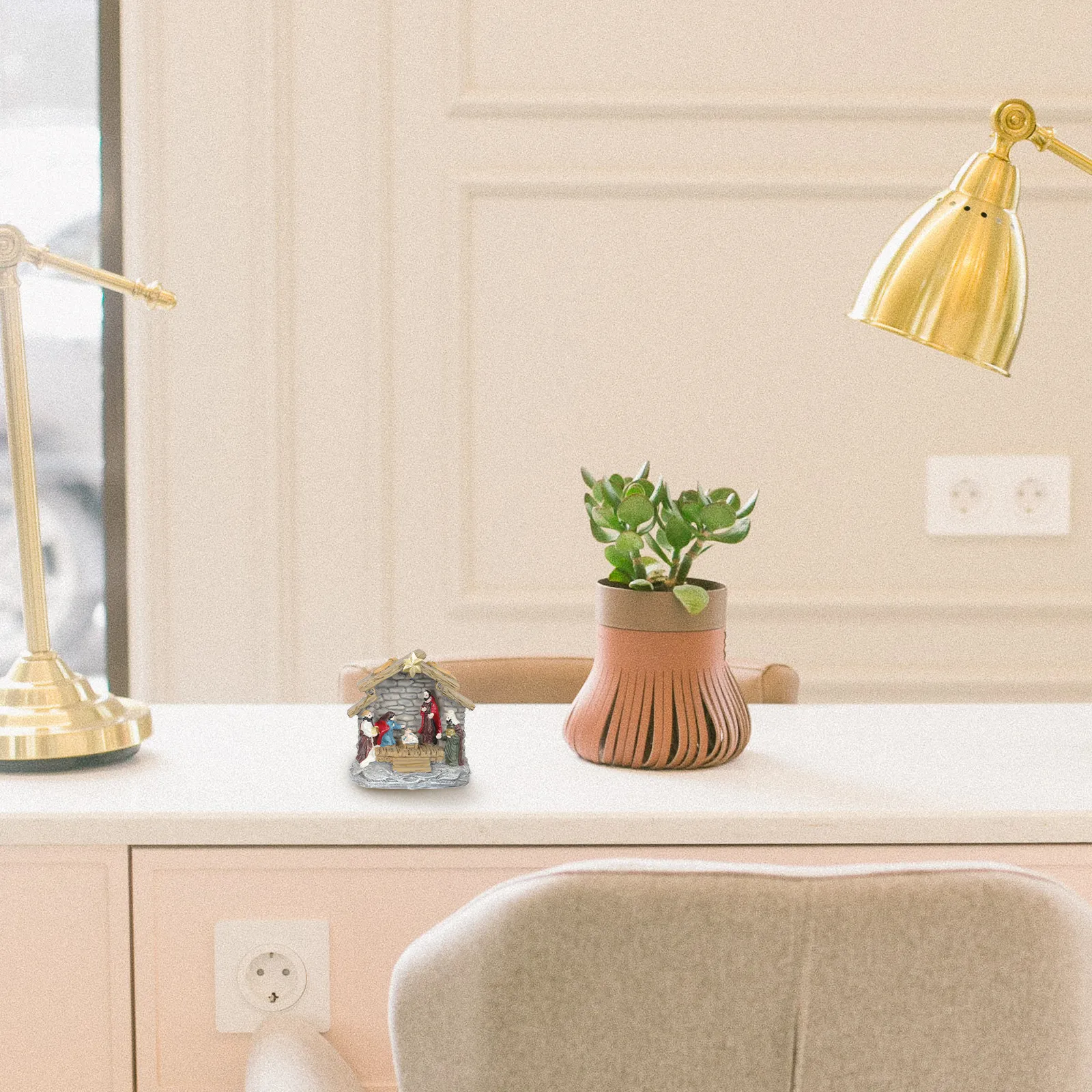 

Набор из 1 предмета: Статуэтка Иисуса Христа из смолы для домашнего или церковного декора, яркая религиозная сцена, украшение для стола