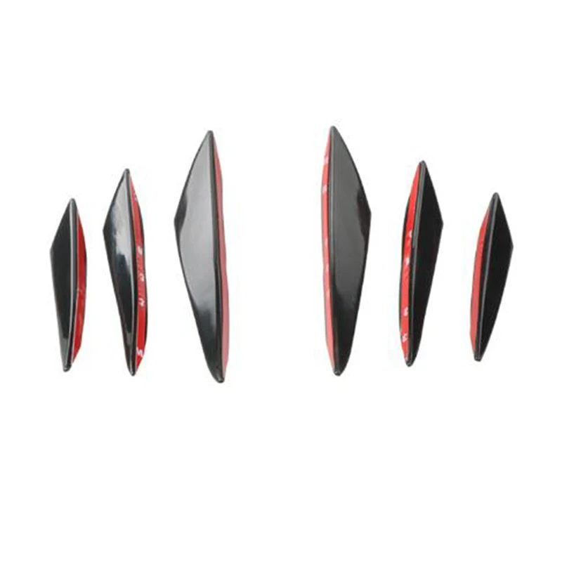 6Pcs/Set Body Spoiler Canards Refit Gloss Black Car-styling Black Car Front Bumper Lip Splitter Fins