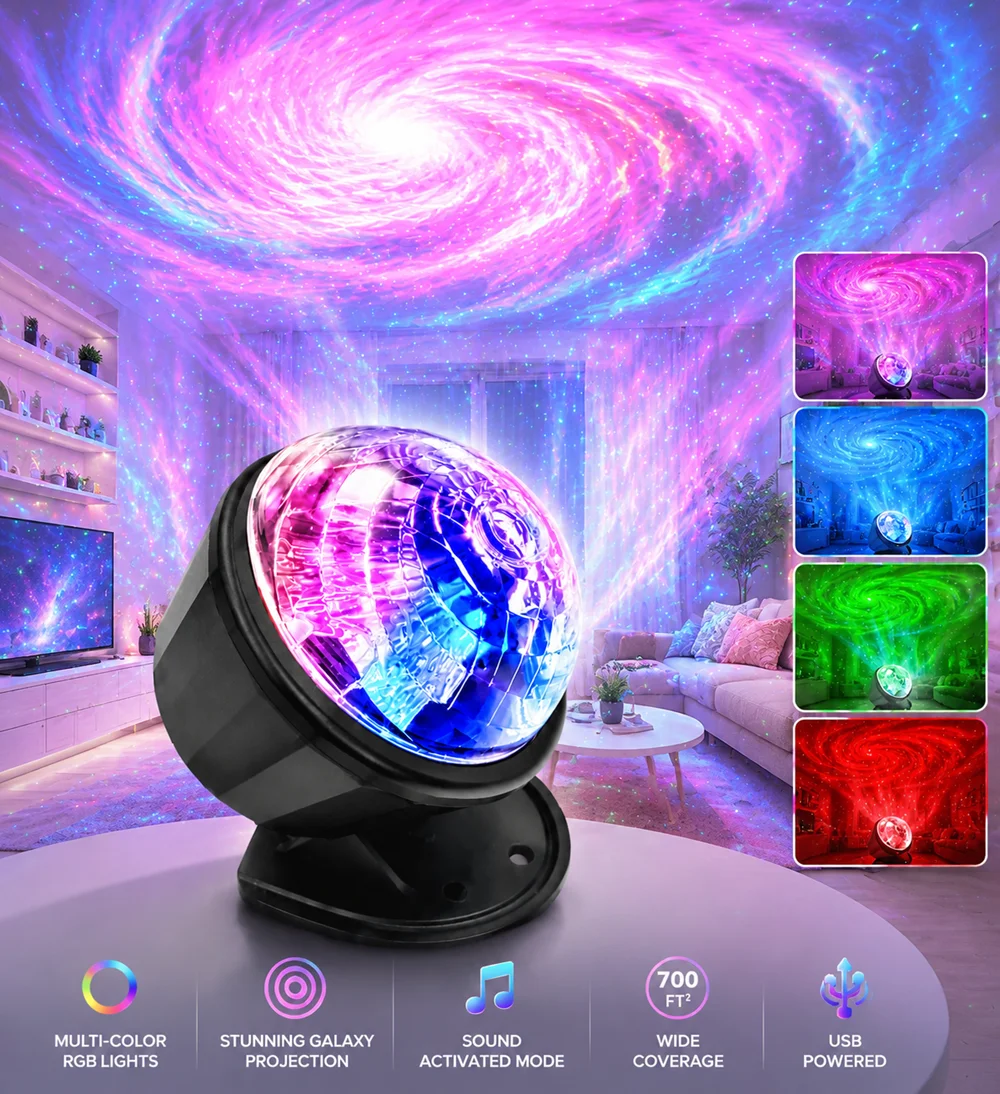 LED Starry Sky USB Galaxy Projector Light with Remote Control and RGB Lighting (7 Modes) – Ideal for Home Bedrooms, Game Rooms,
