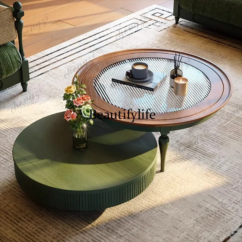 K153 Vintage Glam Coffee Table Midcentury Design European Luxury Coffee Table Round Beauty Meubles De Maison Salon Home Furnitur
