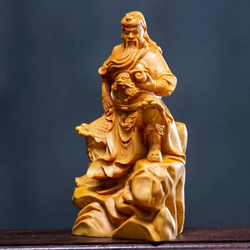 

Boxwood 15Cm Guan Gong Patung Kayu Patung Buddha Tiga Kerajaan Guanyu Dekorasi Rumah