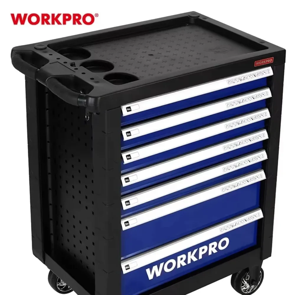 WORKPRO  7 Drawer Tool Box Roller Cabinet Tools Storage Organizer Tool Chest Cart