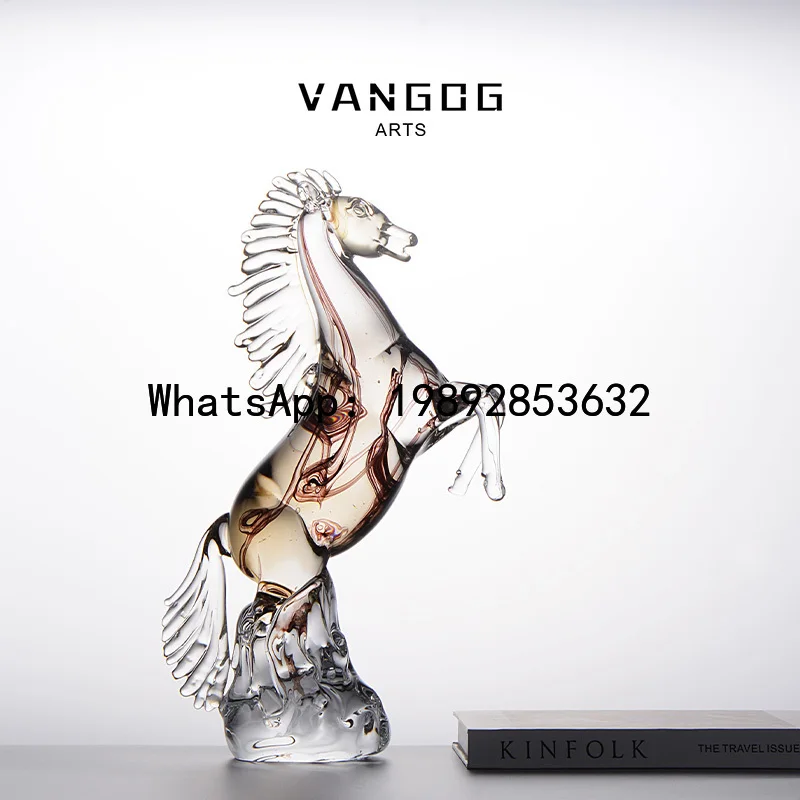 

XL Glass Horse Ornament Light Luxury High-End Feel Living Room Modern Decorative Craft