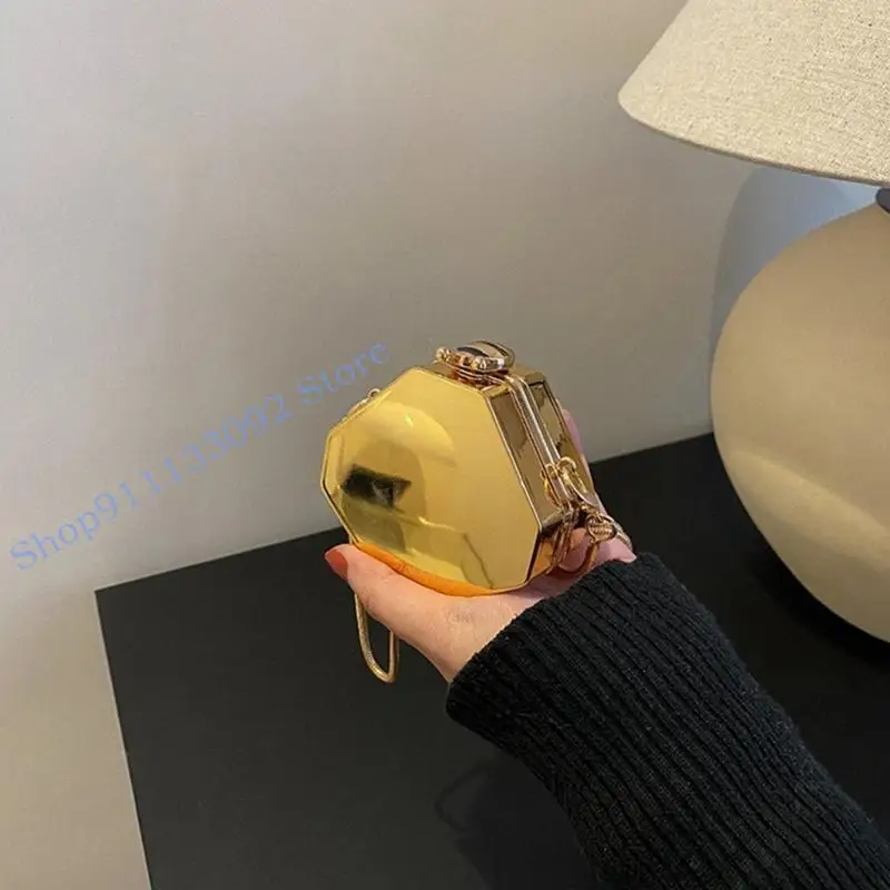 

H9ED Elegant Evening Bag Handbag Party Clutch Women Acrylic Shoulder Bag with Chain