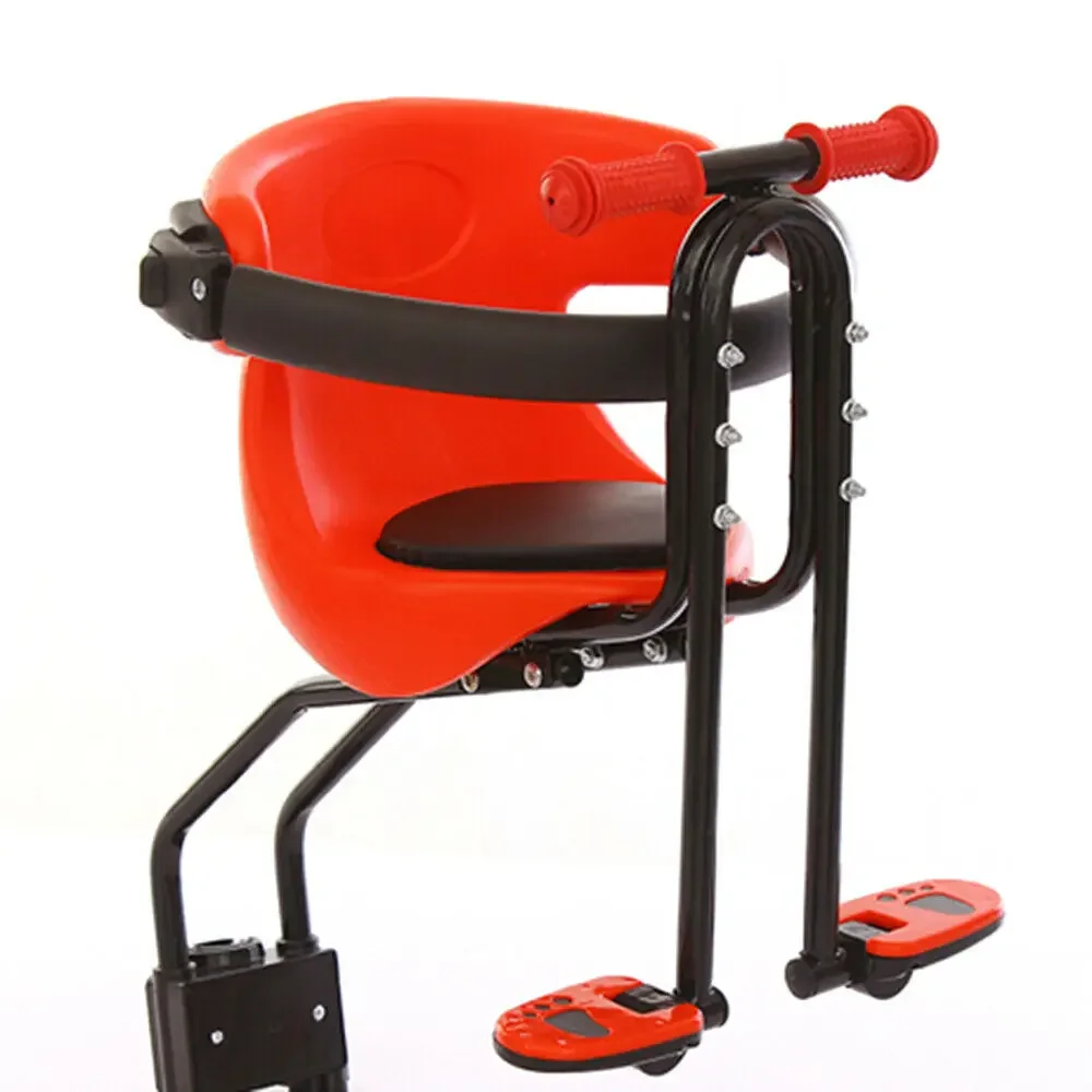 20KG Child Bike Seat Kids Bicycle Front Mount Safe Seat W/ Handrail Pedal 66Lbs