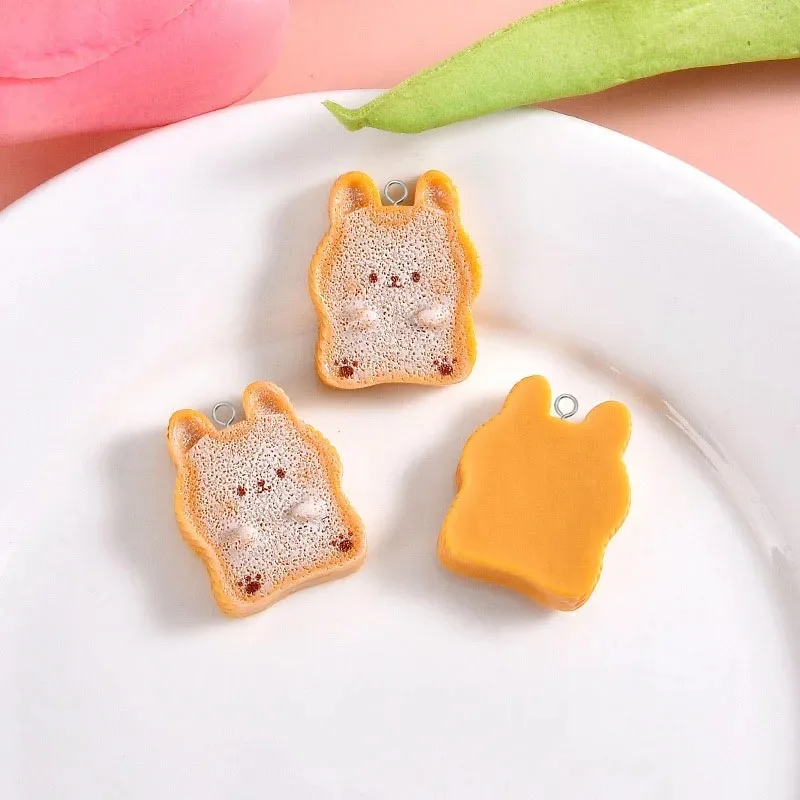 10Pcs Cute Cat Bear Koala Shaped Animal Bread Sushi Resin Charms Cartoon Pendants DIY Jewelry Earring Keychain Accessories view 6