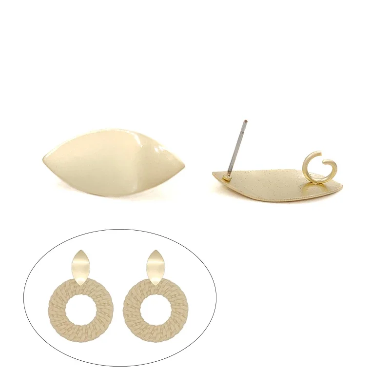 New 25mm 6pieces/bag High Quality Alloy Matte Oval Seeds Earring Base Connectors for DIY Earring Findings Jewelry Accessories