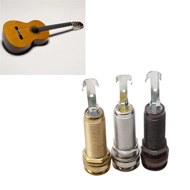 Guitar Endpin Jack Dual Track Plug Sockets End Pin Output 6.35mm Jack Output Copper Material For Acoustic Electric Guitar