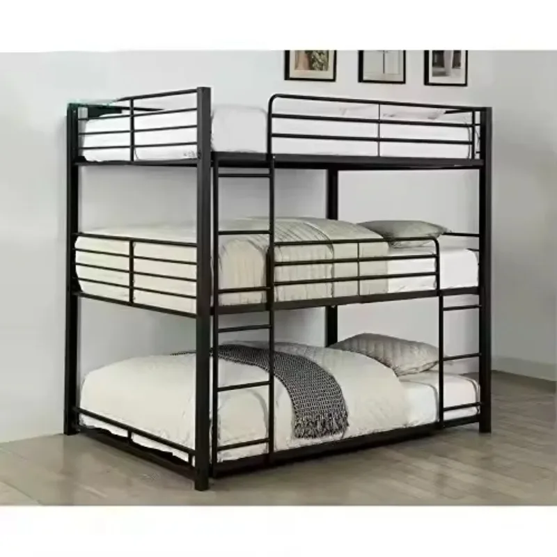 

Modern Triple Layer Metal Bunk Bed with Storage for Dormitories Schools & Apartments-for Bedrooms