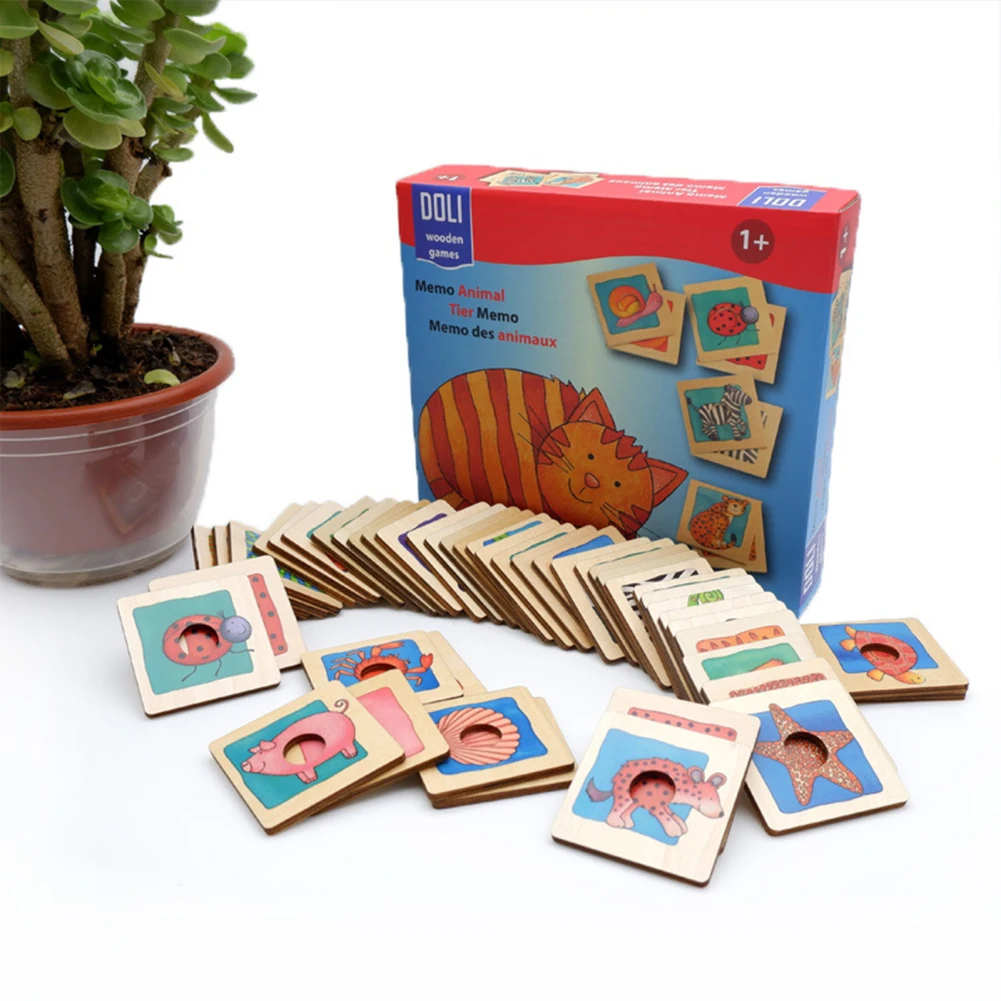 Rompecabezas a juego con patrón de piel de Animal, juguetes de madera, tablero a juego, regalos para niños y niñas, 24 pares