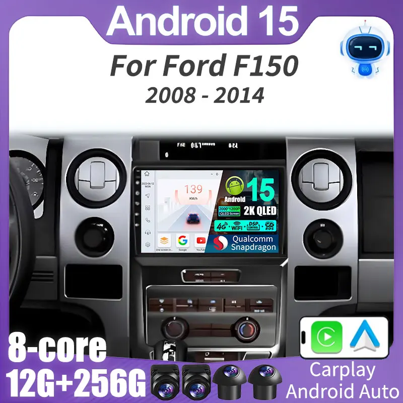 

Автомобильный радиоприемник Android 15 для Ford F150 P415 Raptor 2008-2014 GPS Carplay Мультимедийный плеер Навигация Стерео Авто DSP Головное устройство BT