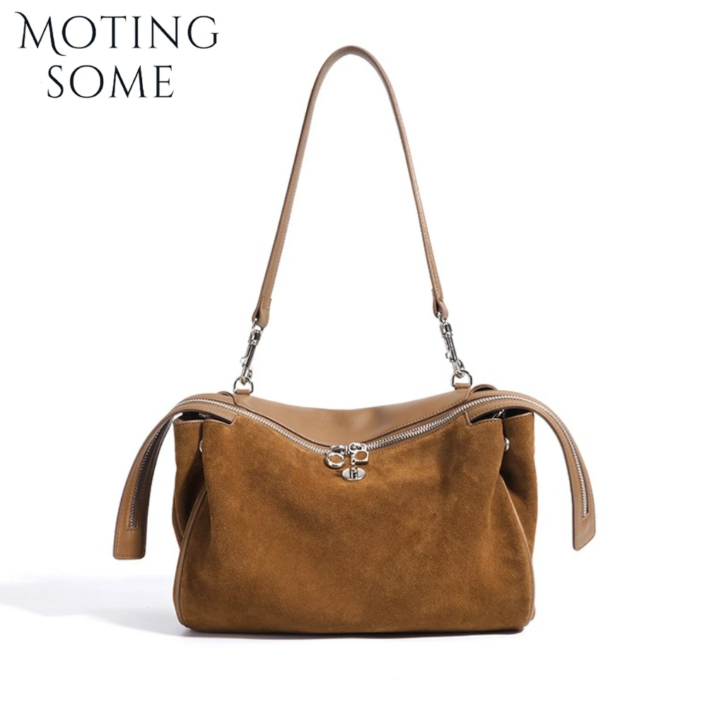

Motingsome 2025 Suede Cowhide Leather Women Bag Fashion Messenger Bag Luxury Niche Designer Crossbody Shoulder Handbag Satchel