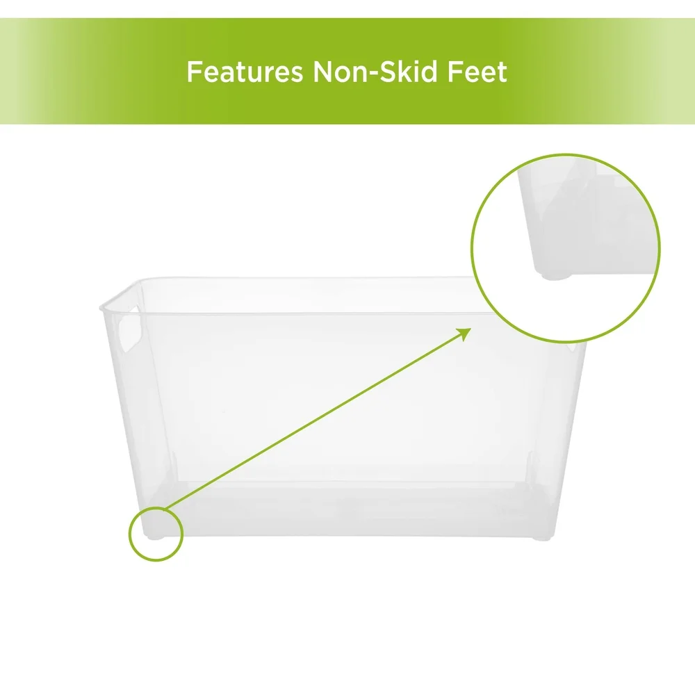 손잡이가 있는 투명 수납 정리함 2개 세트, 다용도 적층 용기, 가정용 욕실 주방 정리함