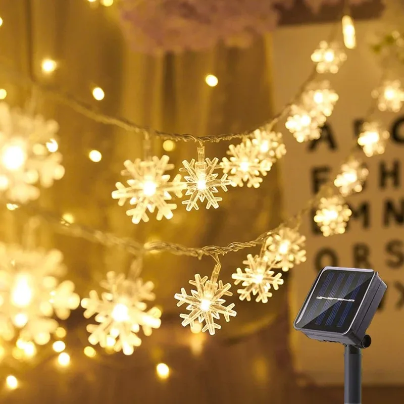 

Solar String Lights Outdoor Solar Snowflake Lights Waterproof Fairy Lights with 8 Lighting Modes for Garden Yard Party Decor