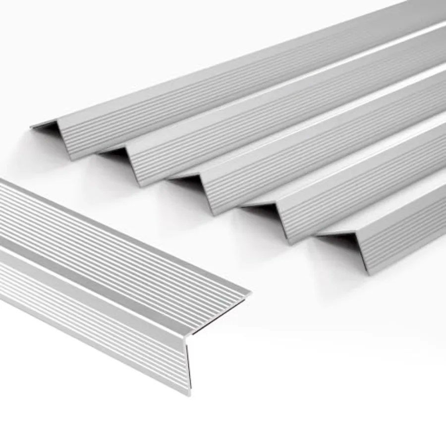 

5-Pack Aluminum Peel and Stick Stair Nosing Staircase Step Treads Anti-Slip Stair Edge Protector Waterproof Self Adhesive Stair