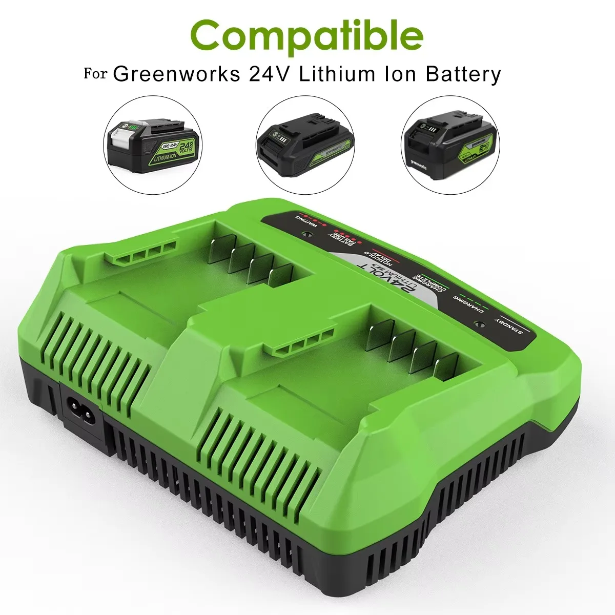 For Greenworks 24V Charger Double Charging Port 1.5A Li-ion Battery Charger for Greenworks 24V Battery Electric Tool Wrench Dril