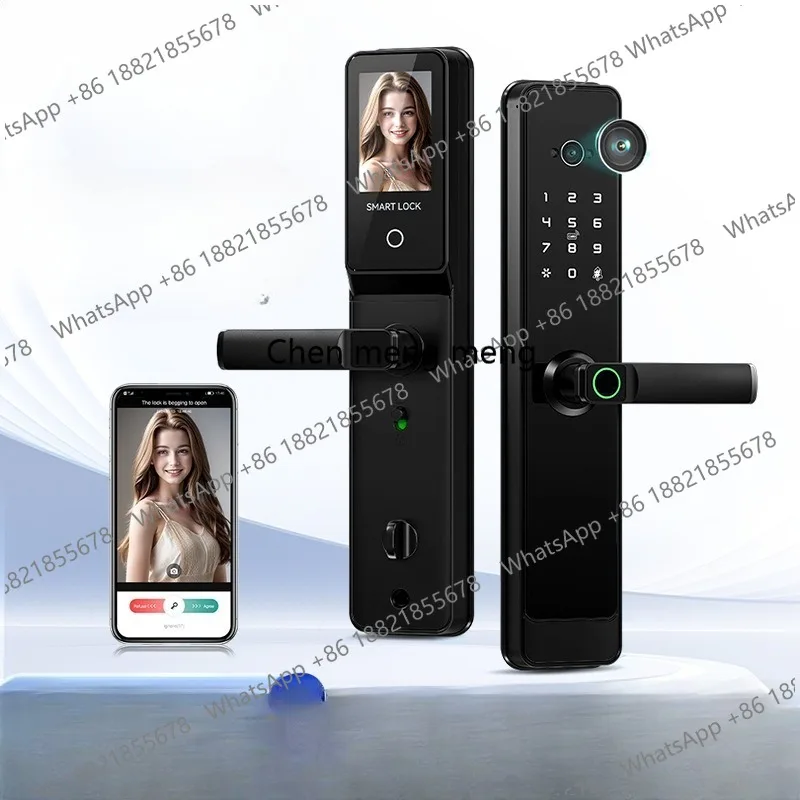 

Cat's eye with rear screen graffiti APP semi-automatic smart door lock, fingerprint password lock
