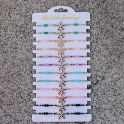 New 12Pcs/Dozen Women Starfish Bracelet Handmade Weaven Adjustable String Braslet Wholesale Bohemia Leisure Accessoriess Joias