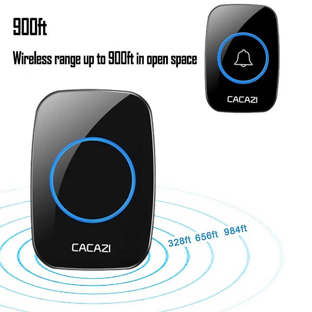 Wireless Door Bell IP44 Waterproof Smart Doorbell with Receiver and Transmitter US