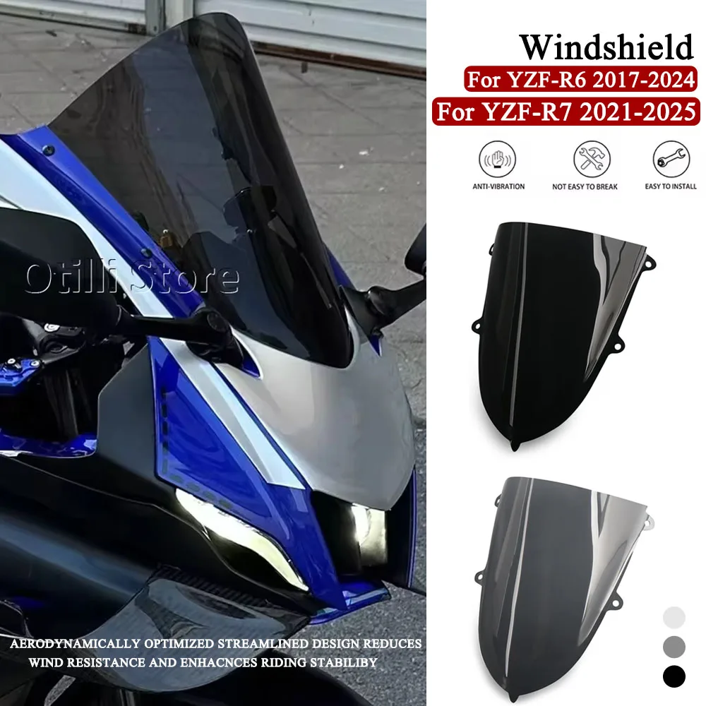 

2025-2021 YZF-R7 ветровое стекло для YAMAHA YZFR6 2017-2024 YZF R6 R7 ветровой экран дефлектор двойной пузырьковый спойлер обтекатель