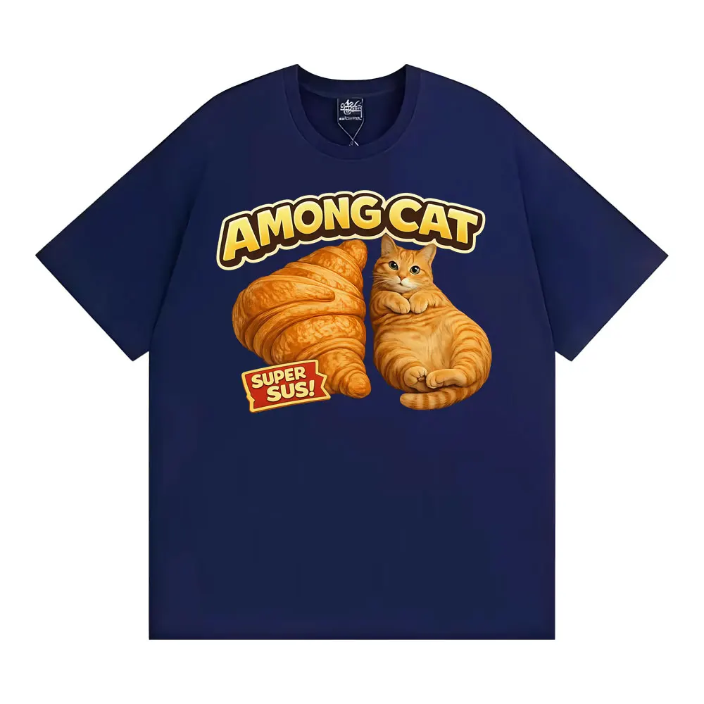 Funny Suspicious Chubby Orange Cat Graphic T-shirt Men Women Fashion Trend Oversized T Shirt Casual Cotton Short Sleeve T Shirts